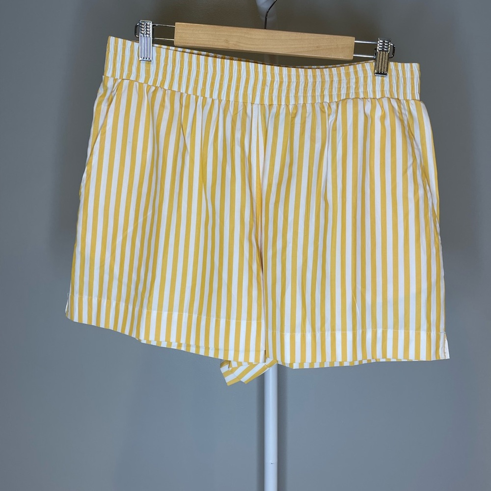 French Connection Yellow and White Striped Athletic Shorts
